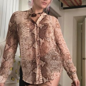 Sheer snake skin button down 🐍